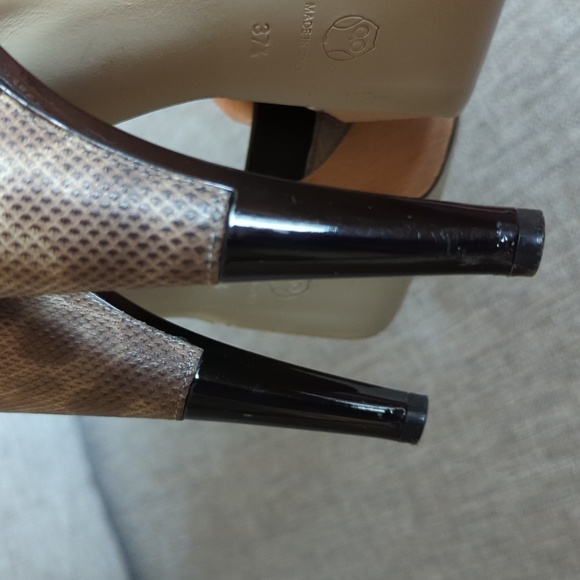 Jason Wu Lizard Textured Leather Peep Toe Mob Wife Platform Heels 37.5 US 7.5 - Picture 11 of 13